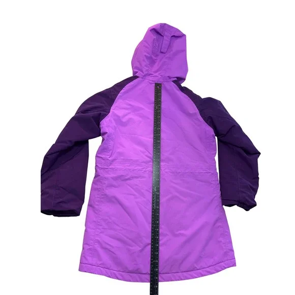 Lands End Girls Squall Waterproof Parka Purple Lined Jacket XL 14-16 524565